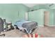 Relaxing bedroom featuring hard wood flooring, neutral paint, and a ceiling fan at 8629 Estrelita Dr, Las Vegas, NV 89128