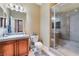 Tastefully updated bathroom features a walk-in shower, and stylish vanity at 1059 Via Saint Lucia Pl, Henderson, NV 89011