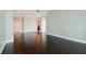 Bedroom with hardwood floors features a double door closet and bathroom entrance at 2700 Las Vegas Blvd # 1604, Las Vegas, NV 89109