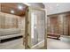 Beautiful sauna room with wooden benches and glass door, adjacent to the locker area at 2700 Las Vegas Blvd # 1604, Las Vegas, NV 89109