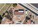 Aerial view of a single-Gathering home featuring red tile roof and solar panels at 3109 Bangor Ct, Las Vegas, NV 89134