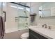 Contemporary bathroom with a combination tub/shower, modern fixtures, and sleek design at 1045 Chestnut Chase St, Las Vegas, NV 89138