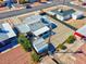 Aerial view of the property featuring a large gravel yard and a covered patio at 457 Federal St, Henderson, NV 89015