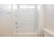 Bathroom boasts a tub and shower combination with bright tile and a neutral shower curtain at 4847 Double Down Dr # 101, Las Vegas, NV 89122