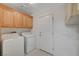 The laundry room features ample storage, a washer, and a dryer at 3705 Covewick Dr, North Las Vegas, NV 89032