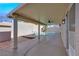 A covered backyard patio with a view of the backyard pool at 6664 Rutgers Dr, Las Vegas, NV 89156