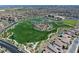 Wide aerial view of community's massive park and playground nestled within neighborhood at 796 Keys View Ave, Las Vegas, NV 89138