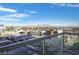 Picturesque balcony view featuring a city skyline, mountains, and clear blue sky at 900 Las Vegas Blvd # 804, Las Vegas, NV 89101