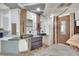 Modern bathroom with dual vanity sinks and stylish wood slat accents at 1805 Ivanhoe Way, Las Vegas, NV 89102