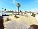 Spacious backyard with rocks, a large palm tree, and a grassy area with play structure at 1908 Linden Ave, Las Vegas, NV 89101