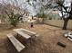 Backyard featuring desert landscaping, a picnic table, and firepit at 7509 Wheat Grass Ct, Las Vegas, NV 89129