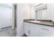 Clean, bright bathroom featuring a grey countertop, modern vanity, and glass shower at 804 Vincent Way, Las Vegas, NV 89145