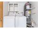 Practical laundry room features modern appliances, overhead cabinets and updated water heater at 804 Vincent Way, Las Vegas, NV 89145