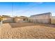 The gravel backyard offers a large area with a combination of chain link and wood fencing at 19 Montana Way, Henderson, NV 89015