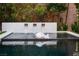 Relaxing pool with a water feature and a unique fish decoration at 438 Serenity Point Dr, Henderson, NV 89012