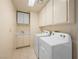 Functional laundry room with washer, dryer, sink and ample cabinet storage at 9725 Sierra Mesa Ave, Las Vegas, NV 89117