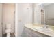 A full bathroom features a shower and marble countertop at 1405 Vegas Valley Dr # 306, Las Vegas, NV 89169