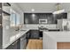 Bright kitchen with white countertops, black cabinets, and stainless steel appliances at 4578 Ridgedale Ave, Las Vegas, NV 89121