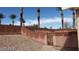 Backyard featuring desert landscaping with a block wall and tall palm trees in the background at 4798 Luna Ridge Ct, Las Vegas, NV 89129