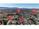 Aerial view of the neighborhood with mountain views and key street names highlighted for easy navigation at 5841 Doubletree Rd, Pahrump, NV 89061