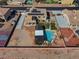 Aerial view of home featuring solar panels, backyard pool, and basketball court at 6689 Sparks Ave, Las Vegas, NV 89142