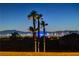 Palm trees framing the dazzling Las Vegas skyline at night at 6689 Sparks Ave, Las Vegas, NV 89142