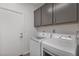 Convenient laundry room with gray cabinets and modern appliances at 7153 Grace Estate Ave, Las Vegas, NV 89113