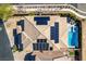 Aerial view of roof with solar panels and backyard pool at 9519 Chandler Springs Ave, Las Vegas, NV 89148