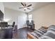 Comfortable bedroom with a ceiling fan, closet, and modern furnishings at 9655 Shadow Cliff Ave, Las Vegas, NV 89166