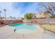 Backyard features a private pool surrounded by concrete and brick with lush landscaping at 1933 Orchard Valley Dr, Las Vegas, NV 89142