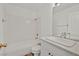 Bright bathroom with a tub-shower combination and modern vanity with countertop at 3672 Angela Robin St # 206, Las Vegas, NV 89129