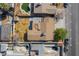 Aerial view captures a backyard, a pool, and a neighboring street at 4258 E Twain Ave, Las Vegas, NV 89121