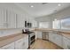 Bright kitchen features white cabinets and stainless steel appliances at 1163 Tumbling River Ave, Henderson, NV 89052