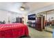 This bedroom has carpet, natural light, and a large mirror at 181 Lido Cir, Henderson, NV 89015