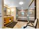 Upscale bathroom with double sinks, soaking tub, and tiled floors at 2000 N Fashion Show Dr # 5326, Las Vegas, NV 89109