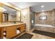 Luxurious bathroom with double vanity, soaking tub, and marble finishes at 2000 N Fashion Show Dr # 5326, Las Vegas, NV 89109