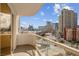 Enjoy city views from this private balcony with glass railings at 135 E Harmon Ave # 701, Las Vegas, NV 89109