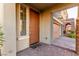 Inviting entryway featuring a modern front door, stylish brickwork, and a well-maintained walkway at 2149 Morro Vista Dr, Las Vegas, NV 89135