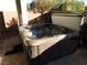 Relax in this backyard hot tub surrounded by brick pavers at 2149 Morro Vista Dr, Las Vegas, NV 89135