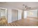 Bedroom featuring a fan, closet, and an open entry to the rest of the home at 4954 Palmyra Ave, Las Vegas, NV 89146