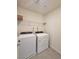 Laundry room features a pair of white washer and dryer units, and wire rack shelving at 7246 Copper Grove Ave, Las Vegas, NV 89113