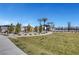 Neighborhood community space with shade structures, picnic tables, and green grass at 2657 Fawn Beige Ct, North Las Vegas, NV 89086