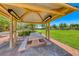 Community park shelter with picnic table and a vast green space for outdoor enjoyment at 3204 Romanesque Art Ave, Henderson, NV 89044