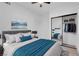 Stylishly furnished bedroom with contemporary decor and a plush bed at 5155 W Tropicana Ave # 1052, Las Vegas, NV 89103