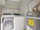 Bright laundry room includes a washer, dryer, water heater, and shelving for convenient storage solutions at 2966 Juniper Hills Blvd # 204, Las Vegas, NV 89142