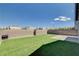 A backyard featuring artificial turf, brick perimeter, and a block wall at 3524 Crotone Ave, Henderson, NV 89044