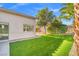 Lush backyard featuring well-maintained artificial grass, creating a serene and inviting outdoor space at 5104 Elm Grove Dr, Las Vegas, NV 89130