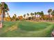 Picturesque golf course with rolling green fairways lined with mature palm trees at 15 Reflection Bay Dr, Henderson, NV 89011