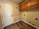 Functional laundry room with built-in cabinets, sleek flooring, and essential hookups at 2037 Houdini St, Henderson, NV 89002