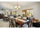 Elegant dining room with a mirrored wall, chandelier, and spacious seating area at 2636 Highvale Dr, Las Vegas, NV 89134